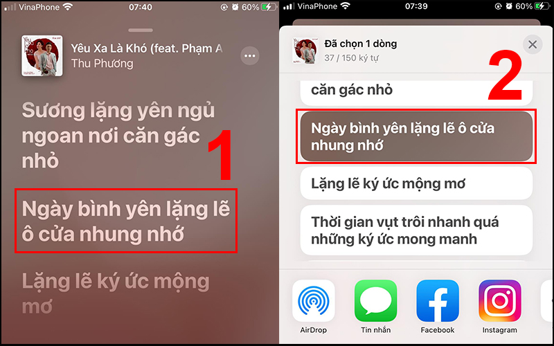 Chọn lời b&agrave;i h&aacute;t bạn muốn chia sẻ